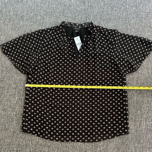 Ann Taylor Black Blouse with White Floral Design - Picture 2 of 4